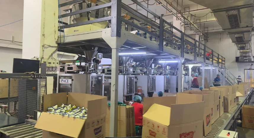 Packaging line and cartons inside a Priniti Foods plant