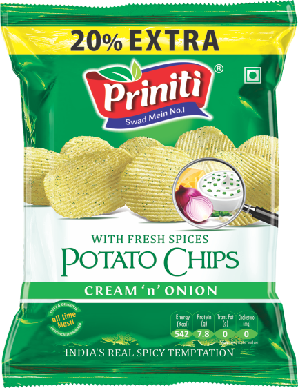 Potato Chips Cream 'n' Onion pack by Priniti Foods